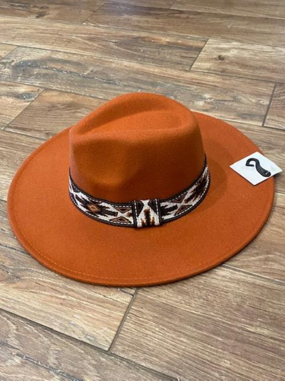 Rust Southwestern Western Felt Fedora Hat Aztec Pattern Band Boho Autumn OSFM - Picture 5 of 6